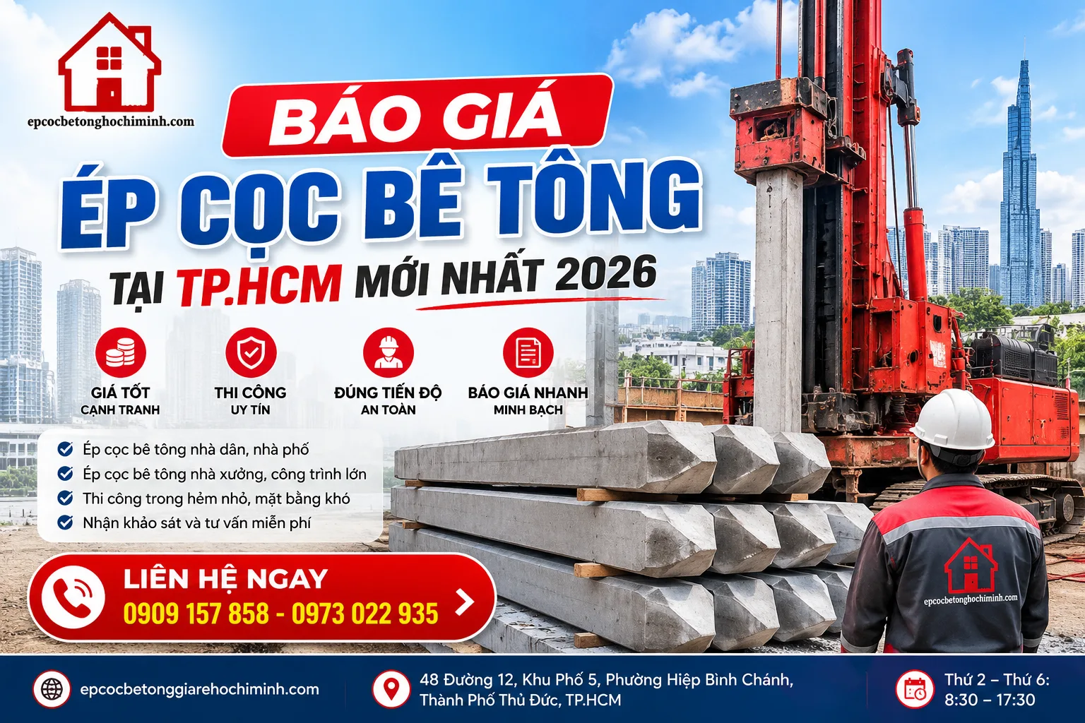 Báo Giá Ép Cọc Bê Tông Tại TP.HCM Mới Nhất 2026